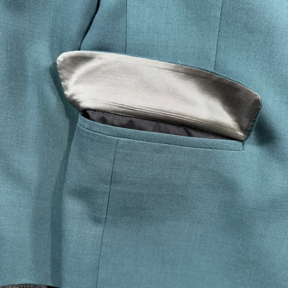 Jack Nicklaus Tournament Series Blazer Teal Blue Gold Button Sport Coat Mens